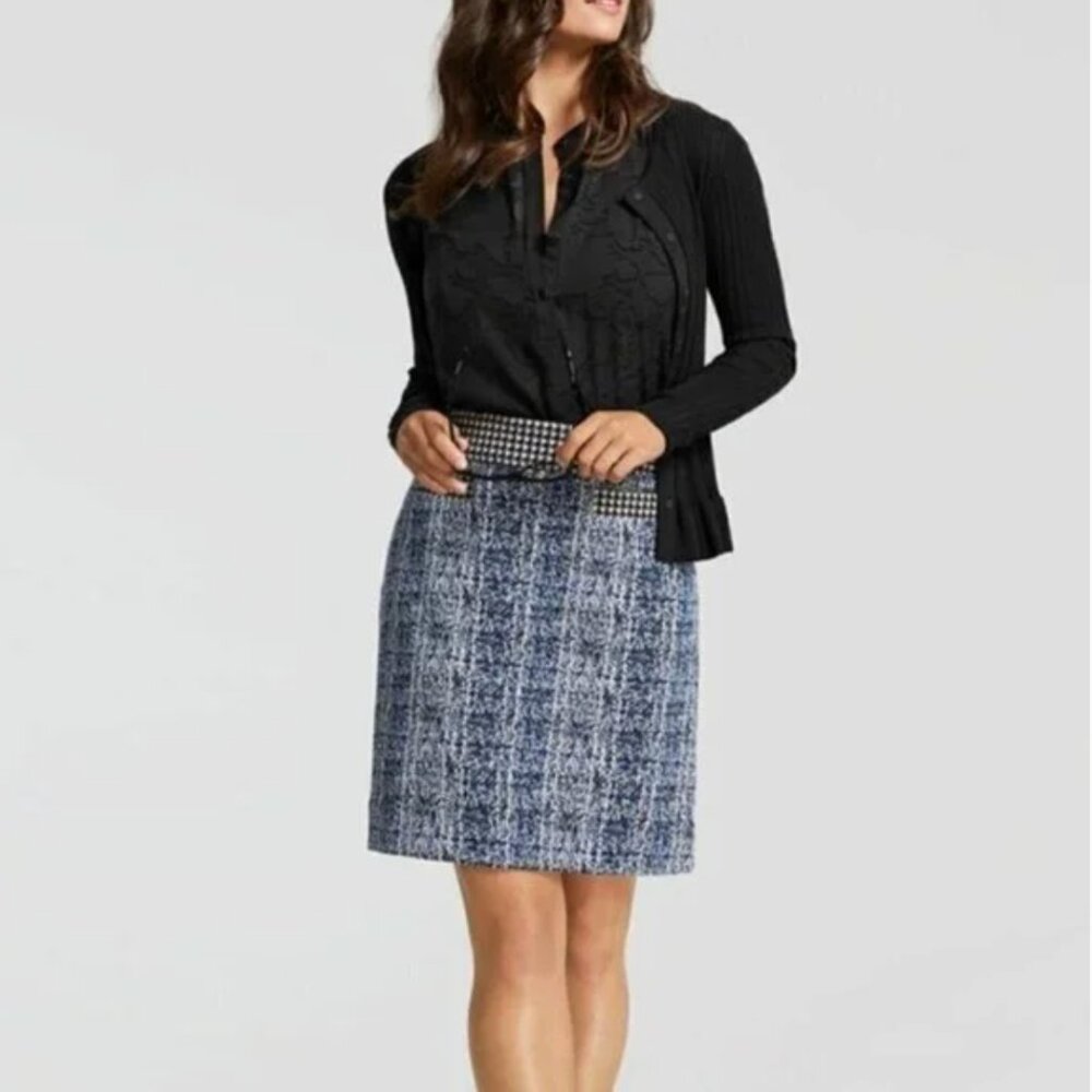 Cabi Reina Blue Matrix 21 Club Skirt Houndstooth #5320